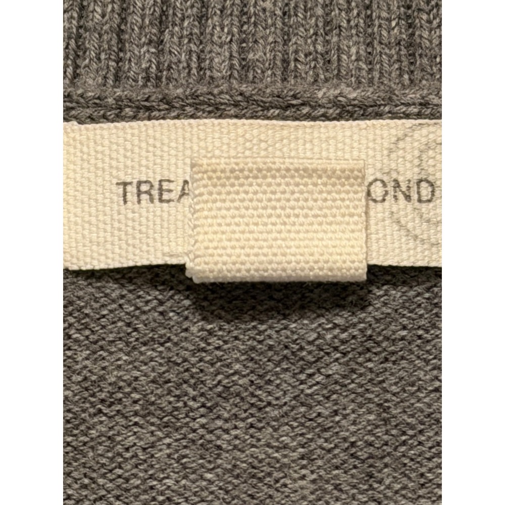 TREASUREBOND Women's Sweater Gray Black Stripe‎ V Neck Long Sleeve Size M - Picture 3 of 6